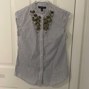 Shirt with stripes of white and blue with fantasy details Banana XS